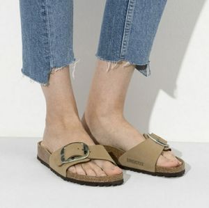 Birkenstock | Shoes | Birkenstock Madrid Torty Big Buckle Mud Green Nubuck  Leather Sandals Size 38 7 | Poshmark